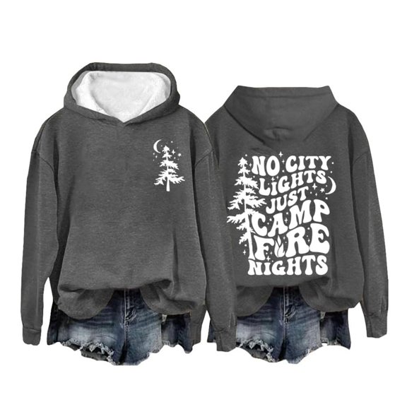 Women's Hoodies Sweatshirts No Just Camp Fire Nights Hoodie for Camp Lovers Sweatshirt Fashionable Cozy Pullover Idea Gray XL