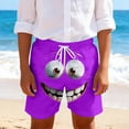 thumbnail image 2 of Boys Athletic Shorts Boys Cool Face Print Casual Shorts Comfortable Elastic Waist Everyday Wear Purple 13-14 Years, 2 of 5