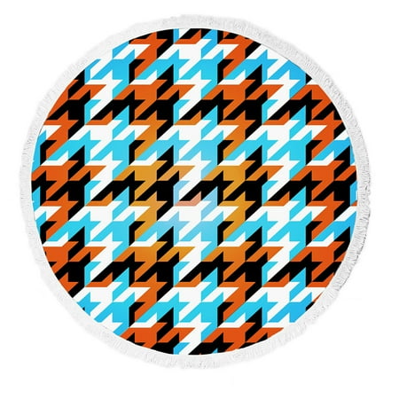 Zkgk Houndstooth Pattern Round Beach Towel Beach Mats Beach Shawl