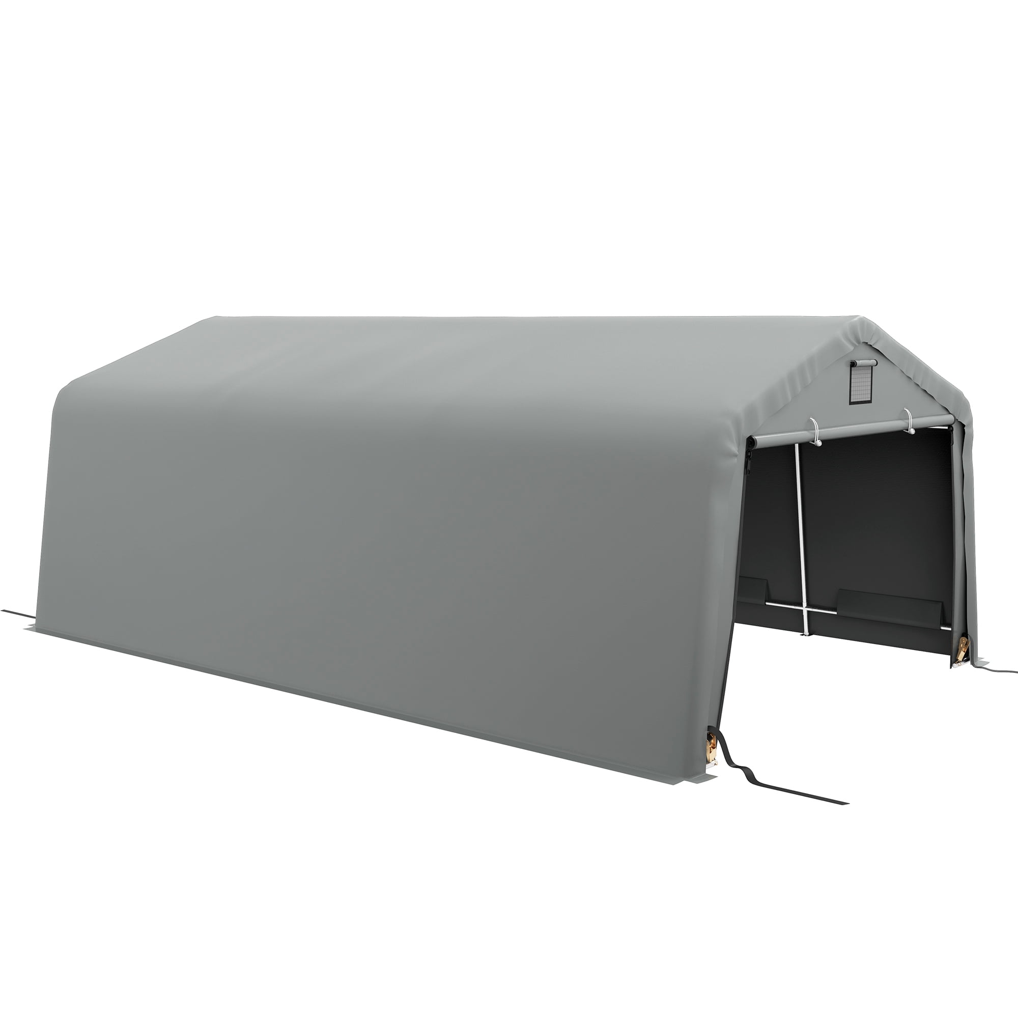 Outsunny Ventilation Windows 143.75 x 243.25 x 95.75 inches Light Gray Carport