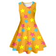 thumbnail image 4 of Robe d'Été pour Fille Robe Trapèze Sans Manches Robe Teinture sur Nœuds pour Filles Longues Robes pour Filles, 4 of 5