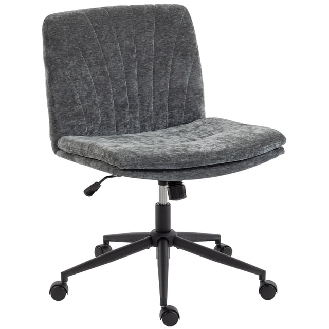Chaise de Bureau Grise à Croisillons avec Roulettes - Hauteur Réglable et Chaise de Travail Inclinable pour Bureau à Domicile et Étude - Grand, Design Sans Accoudoirs