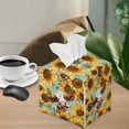 thumbnail image 2 of ZIABUTLE Sunflower Cow Square PU Leather Tissue Box Holder Butterfly Tissue Box Covers Rectangle Tissue Holder for Bathroom Box Decorative Soft Tissue Holder Cube Home Decoration, 2 of 7