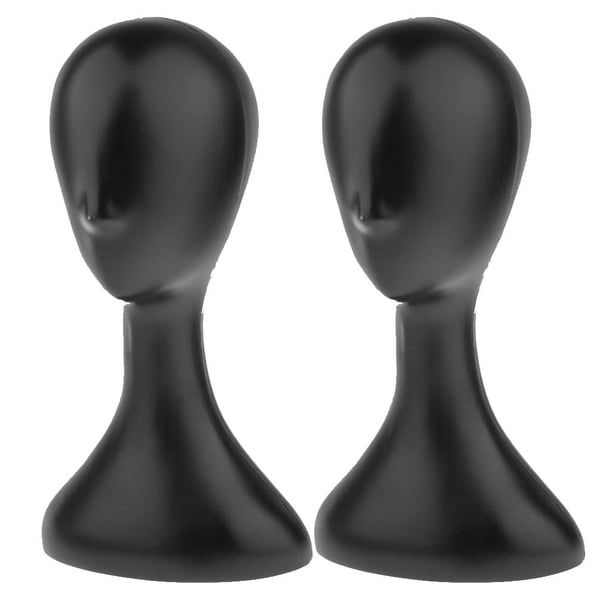 2 piezas cabeza de maniquí femenino modelo maniquí peluca sombrero soporte de exhibición, negro premium