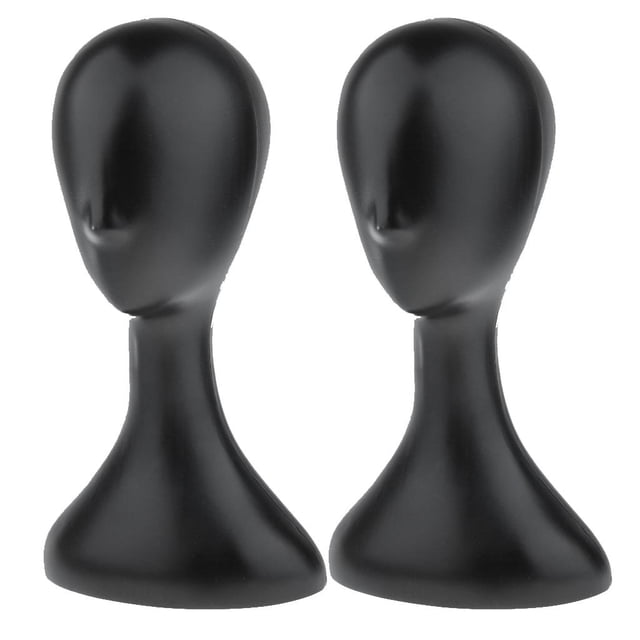 2 piezas cabeza de maniquí femenino modelo maniquí peluca sombrero soporte de exhibición, negro premium