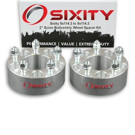 Sixity Auto 2 pc 2" 5x114.3 Wheel Spacers compatible with Scion xB M12x1.5mm 1.25in Studs Lugs