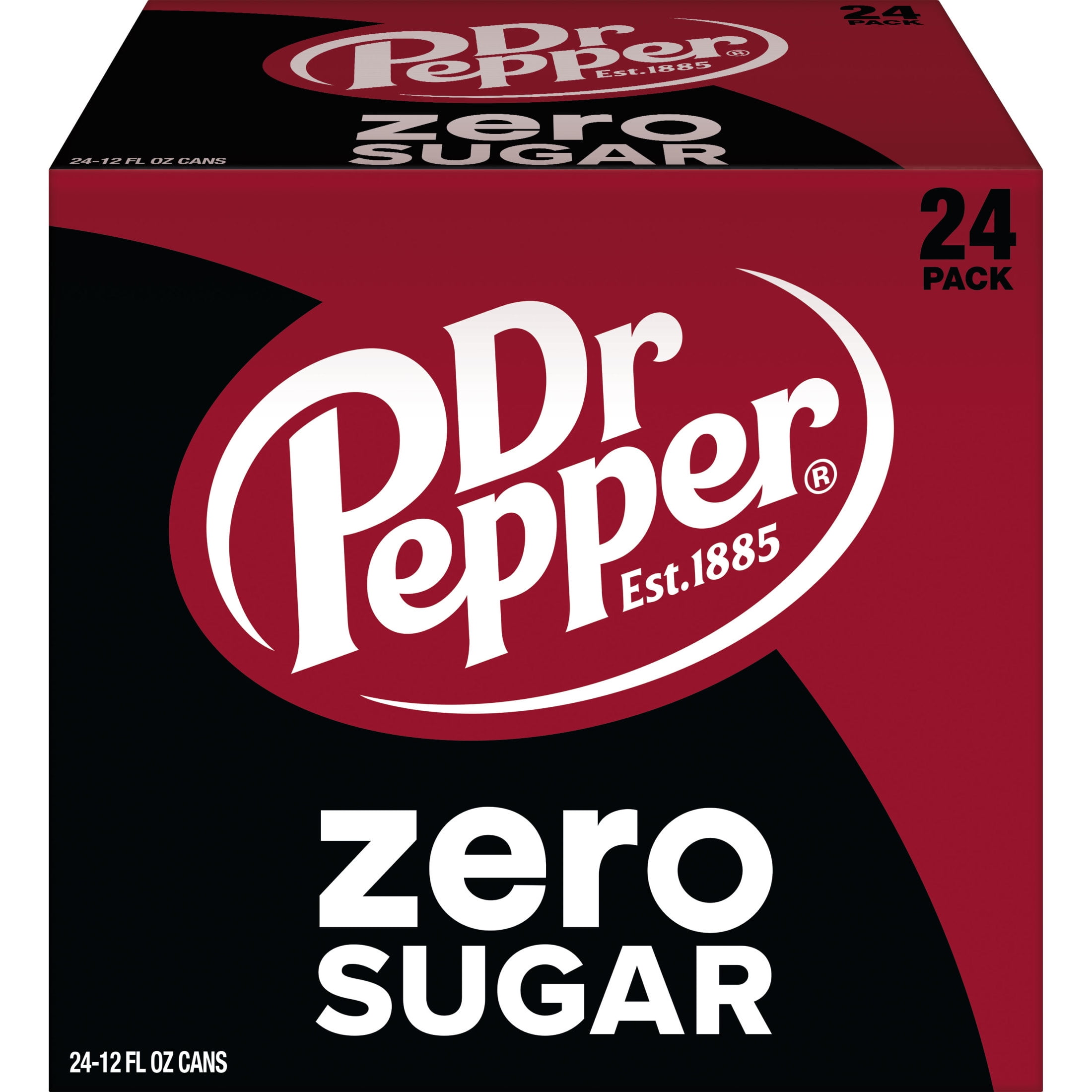 Dr Pepper Zero Sugar Soda Pop, 12 fl oz, 24 Pack Cans
