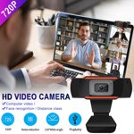 Aodebiao 720P Webcam with Microphone, 1MP HD Computer Camera, 180° Bendable USB Webcam for Video Calling, Recording, Conferencing, Desktop Laptop TV, Plug and Play