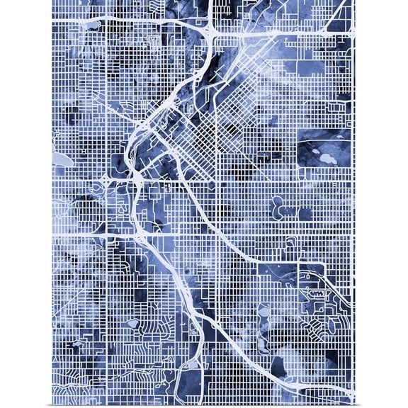 Great BIG Canvas | Rolled Michael Tompsett Poster Print entitled Denver Colorado Street Map