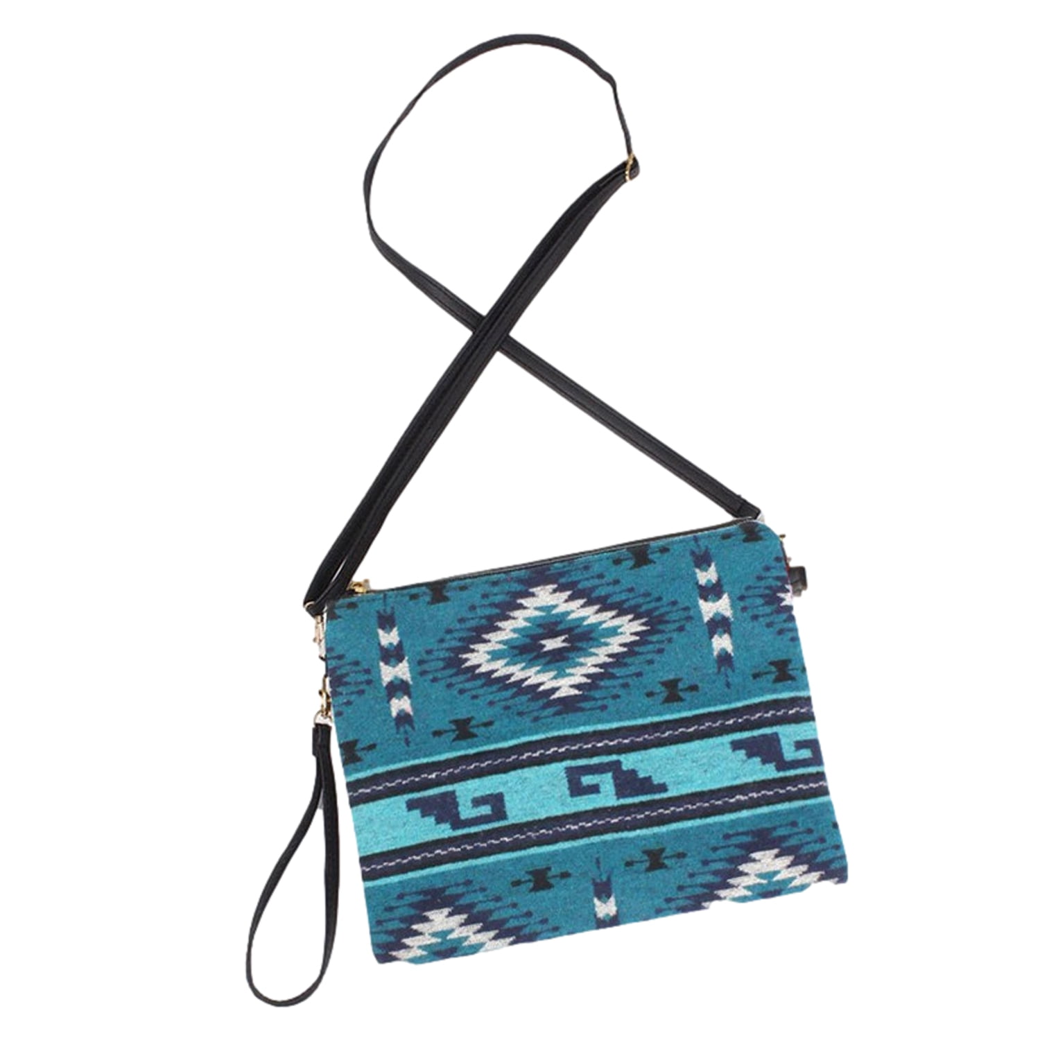 PacificPlex Womens Western Native American Saddle Blanket Crossbody Clutch Bag Purse, Teal