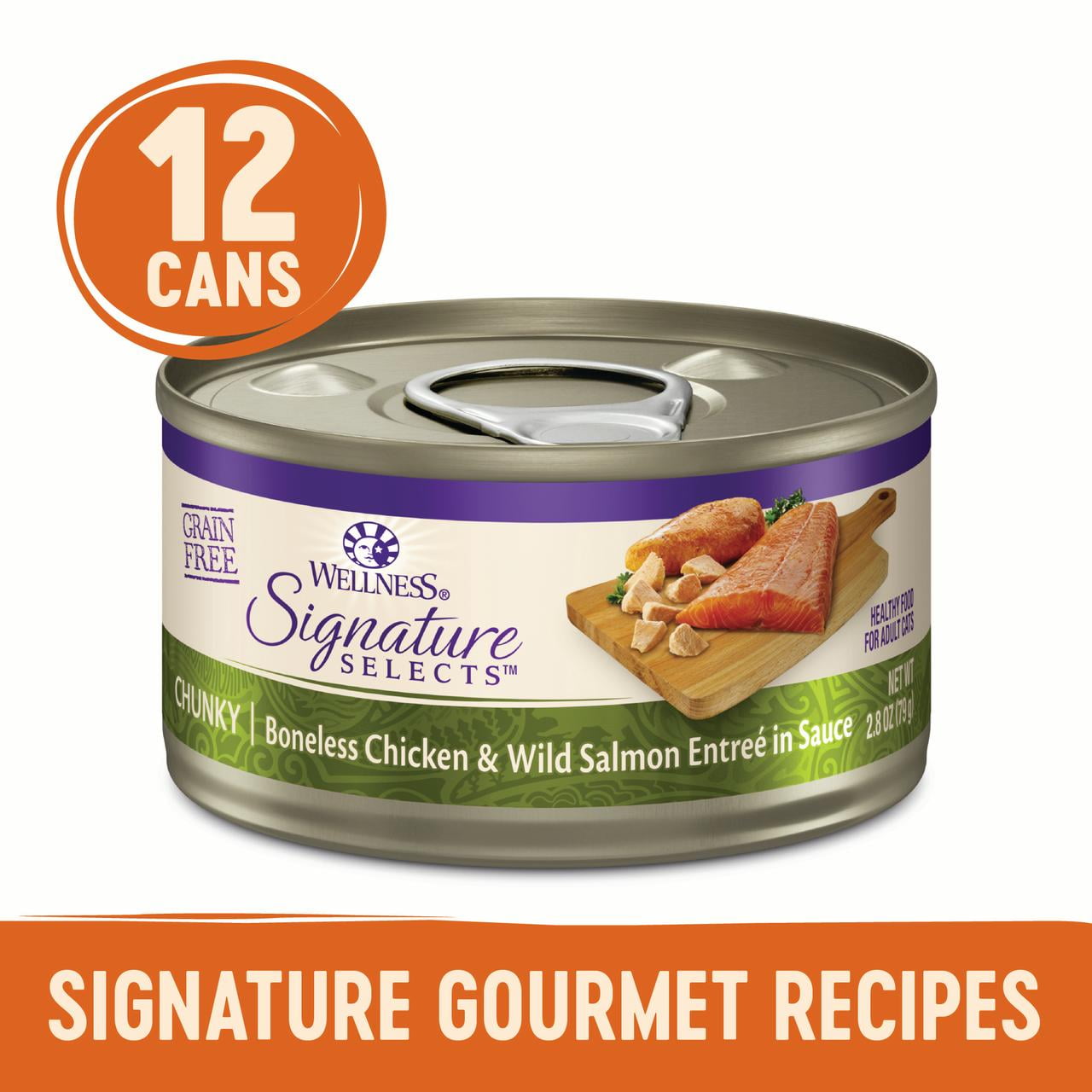 Wellness CORE Signature Selects Natural Grain Free Wet Canned Cat Food, Chunky Chicken & Salmon