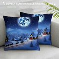 thumbnail image 3 of BCIIG Santa Sleigh Snowy Village Full Moon Graphic Decorative Cushion Throw Pillow Cover for Home Couch Living Room Bed, Winter Aesthetic Decor, 1PC 22x22in, 3 of 5