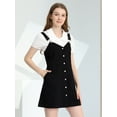 thumbnail image 1 of INSPIRE CHIC Women's Adjustable Strap Above Knee Button Down Overall Dress with Pockets, 1 of 4