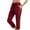 Wine, variant on Bloomae Women's Petite Linen Capris Capri Pants with Pockets Lightweight Trendy Solid Color Casual Drawstring Elastic High Waist Straight Leg Cropped Trousers Army Green L