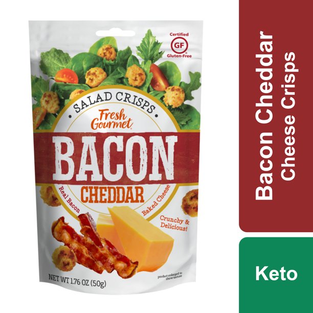 Fresh Gourmet Bacon Cheddar Cheese Crisps For Salad Toppings, 1.76 oz