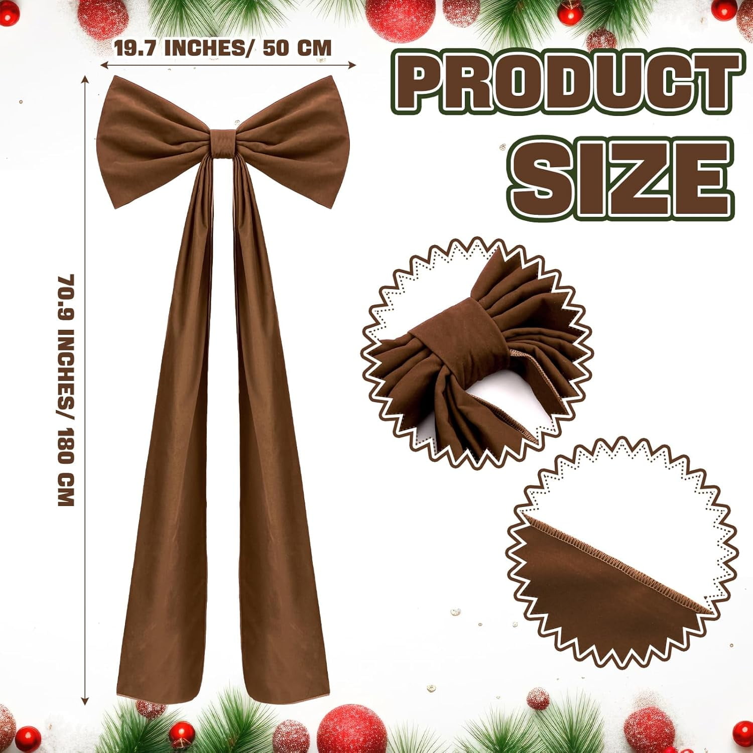 Guvpev 6FT Christmas Bows - Extra Large Moss Green Velvet Bows for Christmas Tree Decor, Giant Xmas Tree Toppers Bows for Home, Windows, Mantel, Birthday, Wedding, Valentine's Day Party Decorations