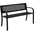 thumbnail image 1 of ZYPPPA  Outdoor Bench, 47" Metal Garden Bench Patio Park Furniture with Plastic Backrest Powder-Coated Chair Yard Entryway Deck Porch Black, 1 of 8