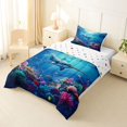 thumbnail image 3 of spefrowx Magic Sea Narwhal Twin Comforter Sets for Kids Boys, Blue Reef Tropical Fish Bedding Set, Polka Dot Reversible, 2pcs, 1 Comforter and 1 Pillowcase, 3 of 6