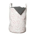 thumbnail image 1 of Floral Laundry Bag, Pastel Blossoming Perennial Flower Petals Romantic Tones Bouquets Wedding, Basket with Handles Drawstring Closure for Laundromats, 13" x 19", Pale Pink and White, by Ambesonne, 1 of 4