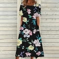 thumbnail image 2 of DPTALR Robes Décontractées Rétro à Col Rond pour Femmes, Jupes Longues à Fleurs pour Sorties d'Été Mignonnes pour Filles, 2 of 4