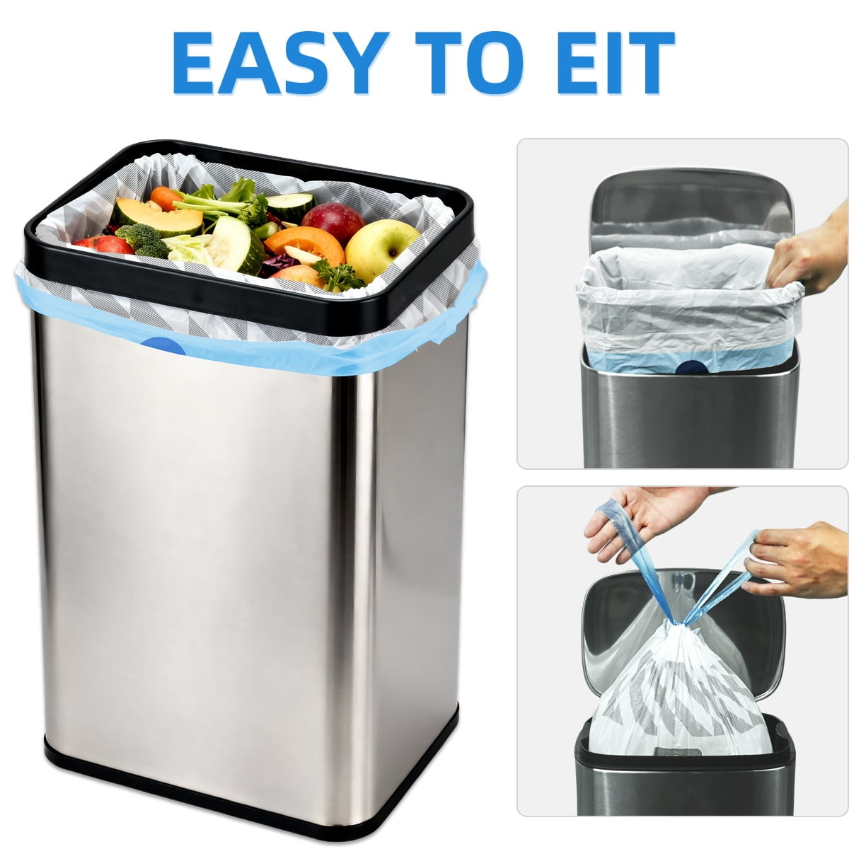 XUXRUS 3 Gallon Drawstring Plastic Bags,150 Count Small Garbage Bags for Kitchen Food Wast Bags,Durable Leak-Proof Bin Liners, Pre-Separated, Extra Thick, Fits 10-15L Bins
