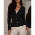thumbnail image 3 of CHICME Cardigan Sweaters for Women Sparkle Rhinestone Cable Knit V-Neck Long Sleeve Button Down Lightweight Fall Sweater Black-XL, 3 of 9