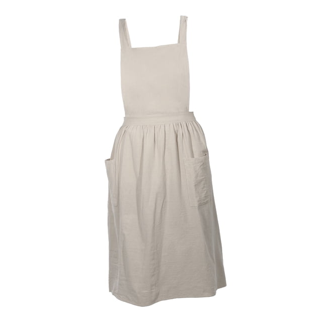 Delantal de algodón de lino Unique Bargains, delantal de espalda cruzada, delantal de cocina, delantales para mujeres y hombres para cocina BBQ beige