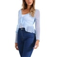 thumbnail image 4 of INSPIRE CHIC Women's Ruffle Long Sleeves Casual Self Tie Bolero Mesh Shrugs XL Light Blue, 4 of 6