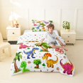 thumbnail image 2 of Metsweet 3D Cute Dino Twin Comforter Sets 2pcs, Cartoon Animal Bedding Set, Pink Orange Purple,1 Comforter and 1 Pillowcase, 2 of 6