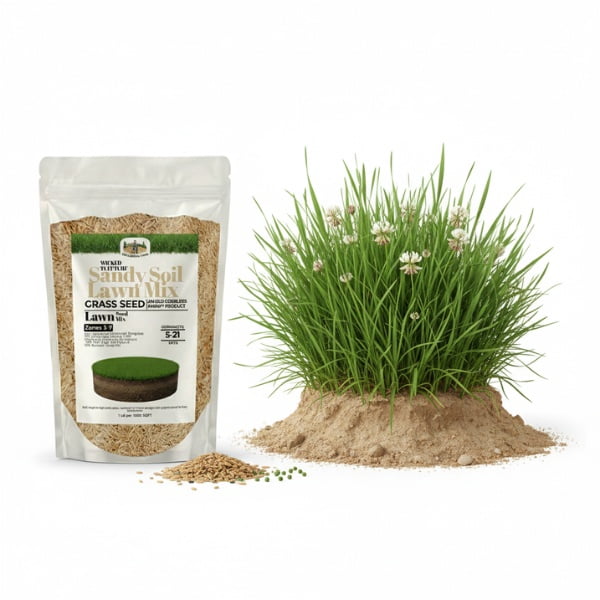 Old Cobblers Farm™ Wicked Tuff Turf Sandy Soil Lawn Mix – Deep Root Grass Seed Blend for Fast Establishment, Dry Soil Performance & Strong Coverage (5 lbs | 10 lbs | 15 lbs | 20 lbs) (20lbs)