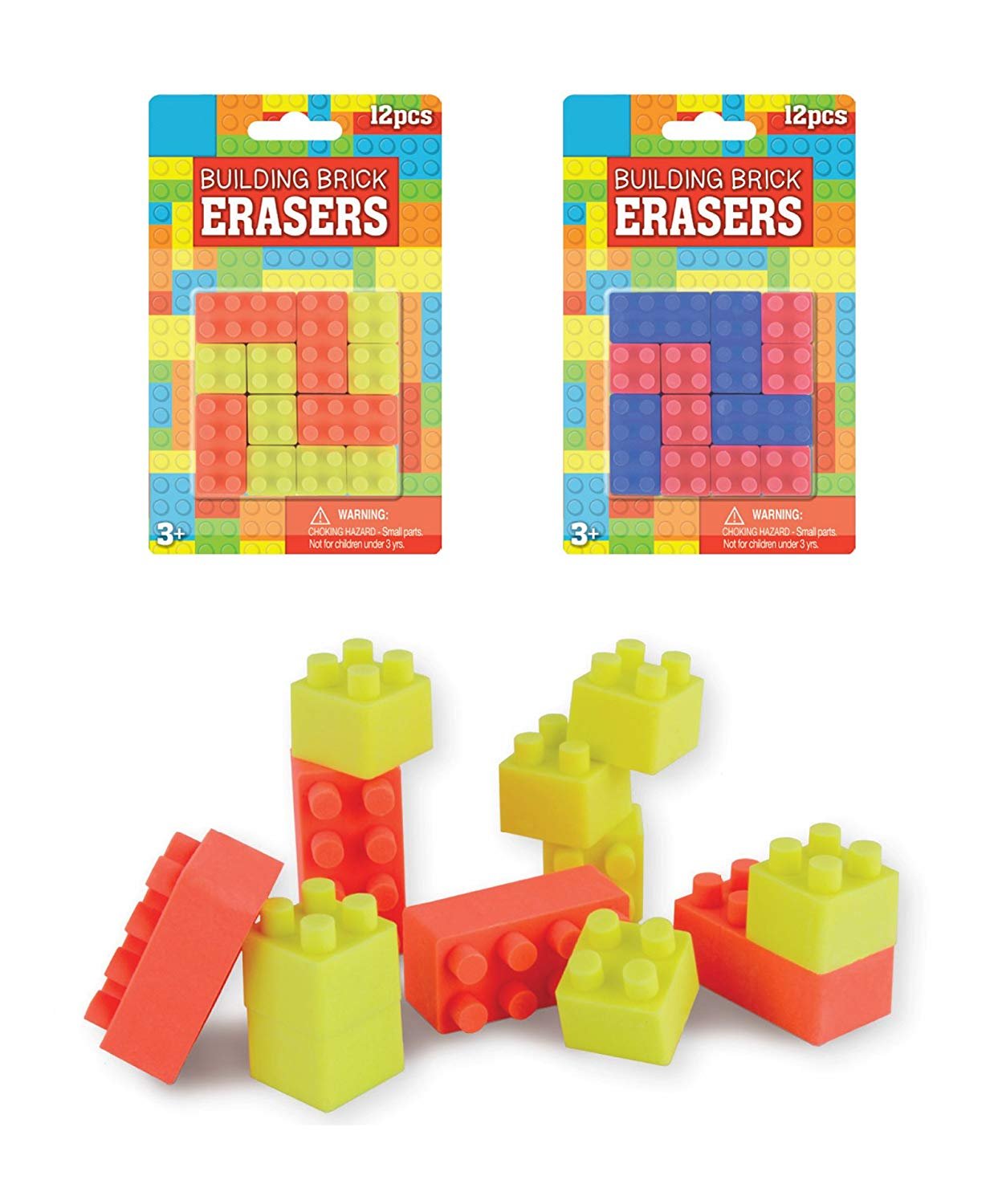 Building Block Erasers for Kids Fun Erasers for Boys & Girls. 24 Blocks
