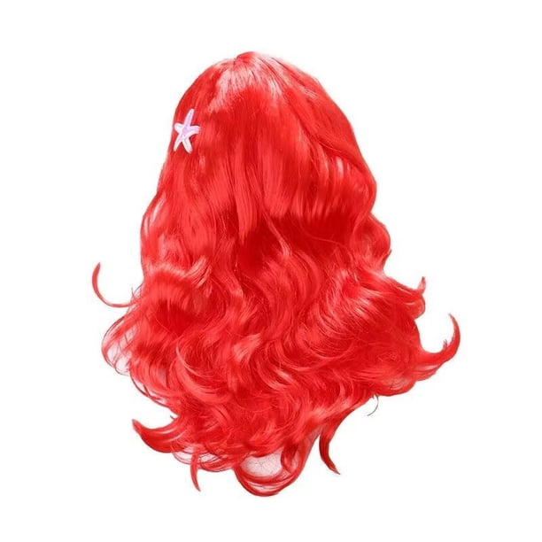 Pelucas de Cosplay de princesa sirenita para niñas, peluca de Anime Ariel para niños, accesorios de fiesta de Halloween, cumpleaños y Navidad