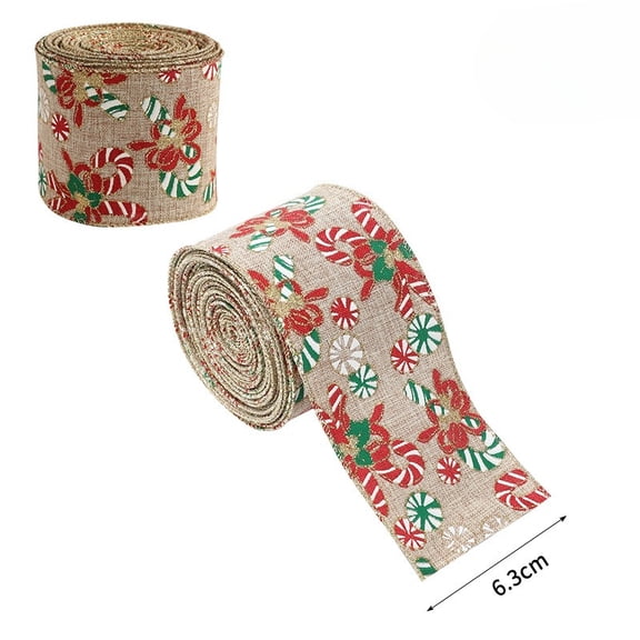 Christmas Burlap Ribbon, 2m Holiday Craft Ribbon for Tree Decor, Gift Wrap and DIY Bows