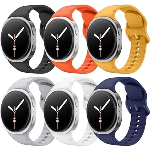 xixishop 6 Pack Sport Bands Compatible for Samsung Galaxy Watch 8 Band 40mm 44mm/Galaxy Watch 8 Classic 46mm, No Gap Soft Silicone Strap for Men Women