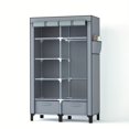 thumbnail image 2 of 1pc 2-line Metal Large Clothes Cabinet With 2 Drawers, Stable Easy Assembly Closet, Space Saving Organizer For Entryway, Bedroom, Living Room, 2 of 5