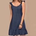thumbnail image 3 of ZANZEA Women Ruffle Strap Sleeveless A Line Mini Dress Summer Casual Holiday Party Short Sundress, 3 of 5