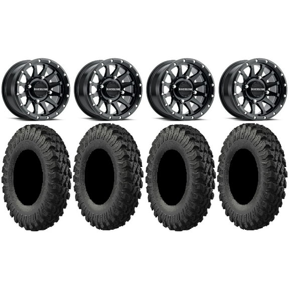 Raceline Trophy 14" Wheels Black  38mm 28" MotoRally Tires Polaris RZR XP 1000 / PRO XP / Ranger XP 900/1000