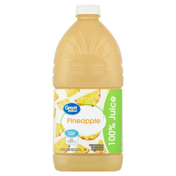 Great Value Pineapple 100 Juice, 64 fl oz