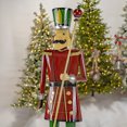 thumbnail image 5 of 59" Tall Iron Christmas Burgundy Nutcracker Holding Staff "Henry", 5 of 6