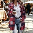 thumbnail image 2 of Women's Casual Plaid Shackets,Button Down Mid-Length Long Sleeve Open Front Shacket Coat,Windy Chilly Weather, 2 of 6