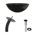 thumbnail image 5 of VIGO Gray Onyx Glass Vessel Sink and Waterfall Faucet Set in Matte Black Finish, 5 of 5