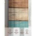 thumbnail image 6 of Farmhouse Aqua Brown Sheer Curtains 96 Inch Length 2 Panels Set Window Treatments, Vintage Wooden Striped Rod Pocket Semi Curtains for Living Room/Bedroom/Kitchen Décor, 104"W x 96"L, 6 of 7