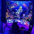 thumbnail image 4 of Blacklight Under the Sea Tapestry, UV Reactive Colorful Coral Plant Jellyfish Diver Wall Astronaut Tapestry for Bedroom Decor 6080 inch, 4 of 5