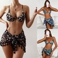 thumbnail image 2 of Ladies Split Swimsuit Comfortable Fashion Printed 3-Piece Knotted Swimming Suit Push Up Wrap Beachwear Gather Bikini Set, 2 of 18