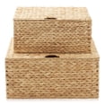 thumbnail image 4 of Casafield Set of 2 Water Hyacinth Storage Baskets (Medium/Large),  Multipurpose Organizer Rectangular Totes with Removable Lids, 4 of 7
