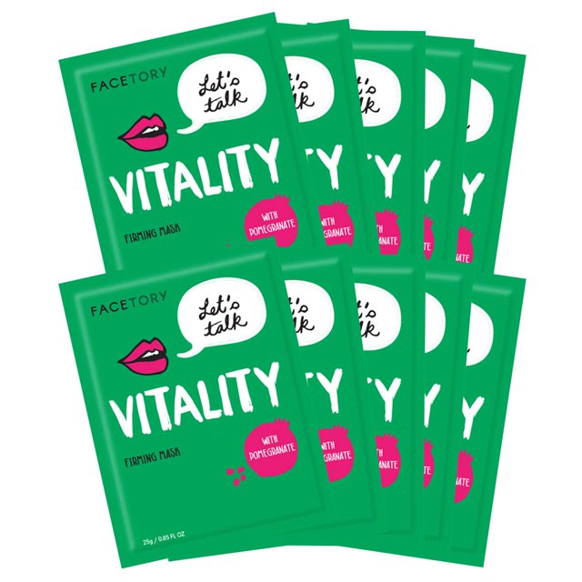Mascarilla facial FACETORY LET'S TALK VITALK VITALK FIRMINING Pomegranate, paquete de 10