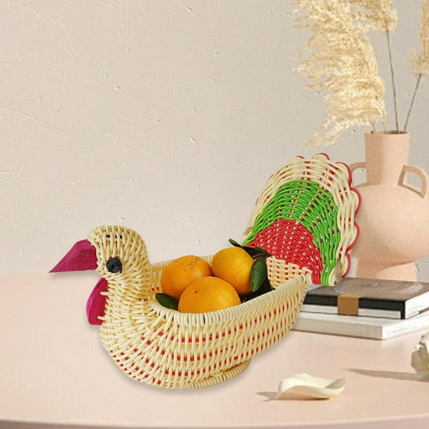 Servicio de bocadillos de canasta Soporte de pavo Decoración del hogar Cesta de frutas Multipropósito Fruta Servicio de almacenamiento Tazón para