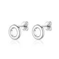 thumbnail image 4 of 925 Sterling Silver Platinum Plated Circle Stud Lightweight Tiny Women Stud Mother's Day Gift Earrings, 4 of 7