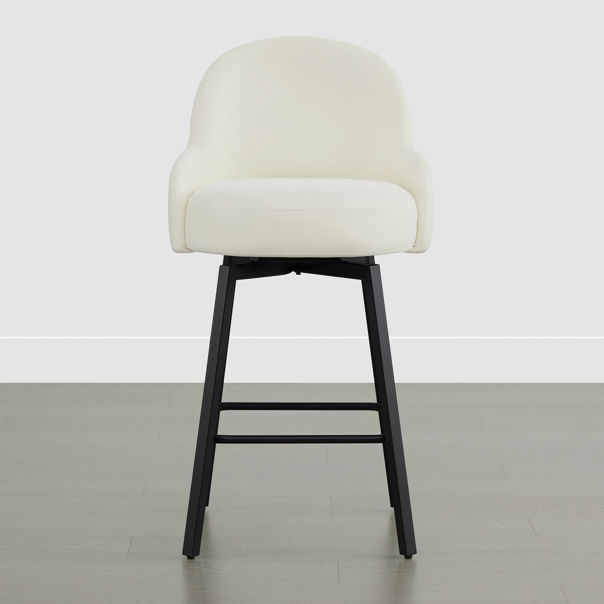 Spruce & Spring Counter Height Swivel Bar Stool with Upholstered Seat and Footrest Set of 2, Ivory