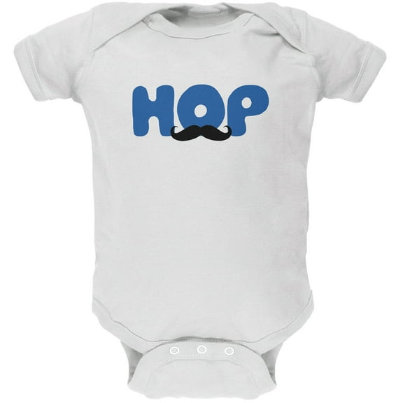 Easter - Hop Boys Mustache White Soft Baby One Piece